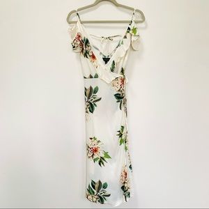 Topshop white floral wrap dress